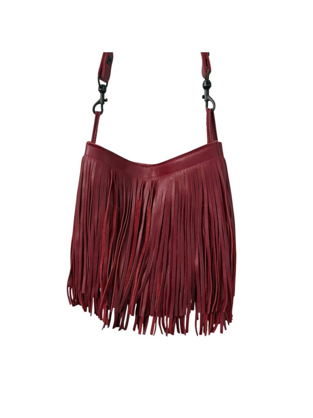 McFadin Stacy Laurie Red Leather Fringe Crossbody Bag Womens